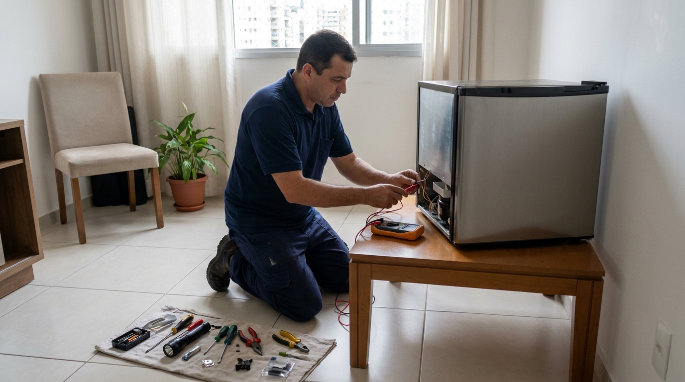 Técnico de conserto de frigobar em residência em Danilo Passos, Divinópolis‑MG